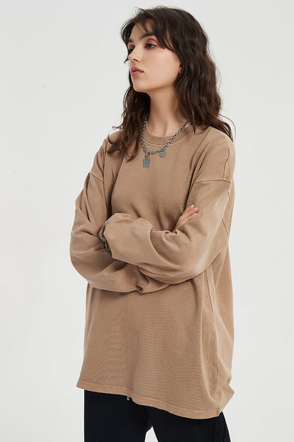 310GSM Pigment Dyed Washed Long Sleeve Crew