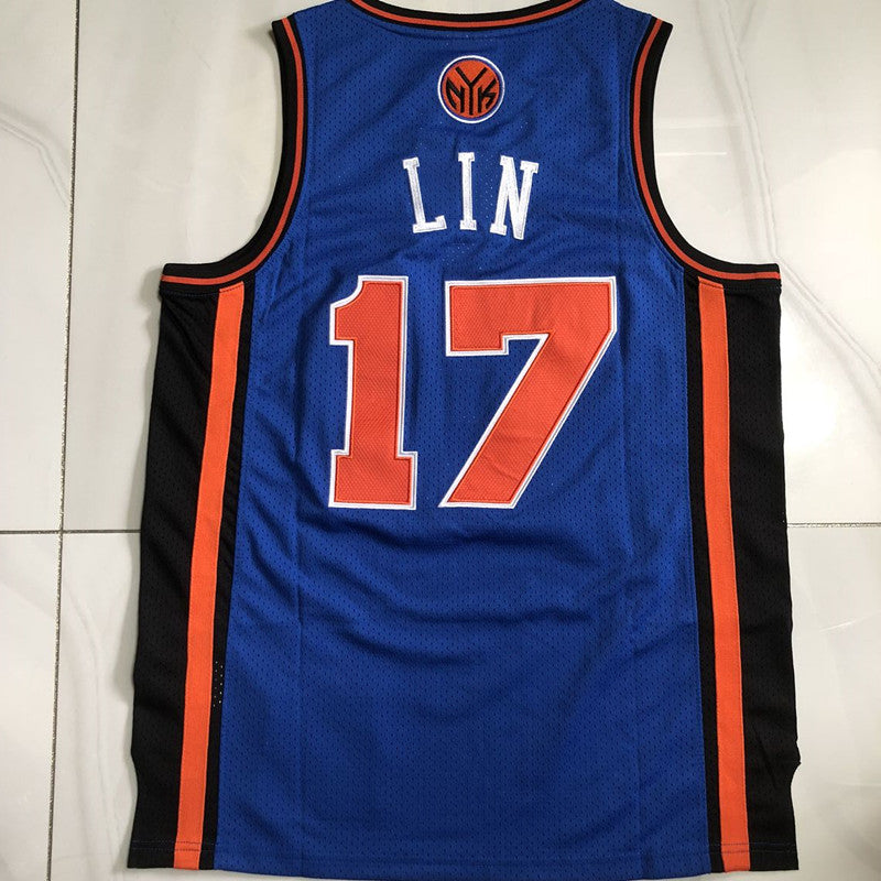 New York Knicks Jeremy Lin #17 blue Throwback Jersey - Dense Embroidery
