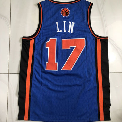 New York Knicks Jeremy Lin #17 blue Throwback Jersey - Dense Embroidery