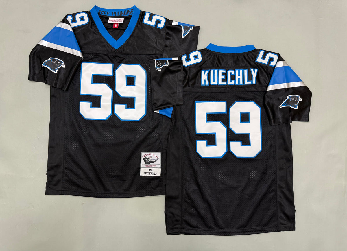 Mens Luke Kuechly #59 Carolina Panthers Black Vintage Throwback Jersey