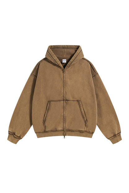 450GSM Distressed Washed Zipper Jacket