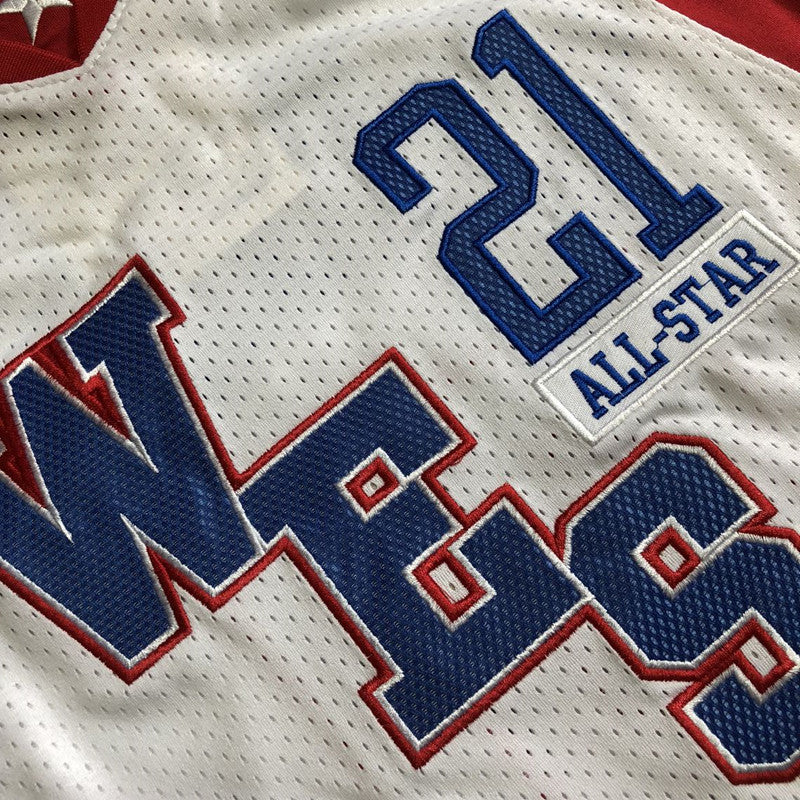 All-Star Kevin Garnett #21 White Throwback Jersey - Dense Embroidery