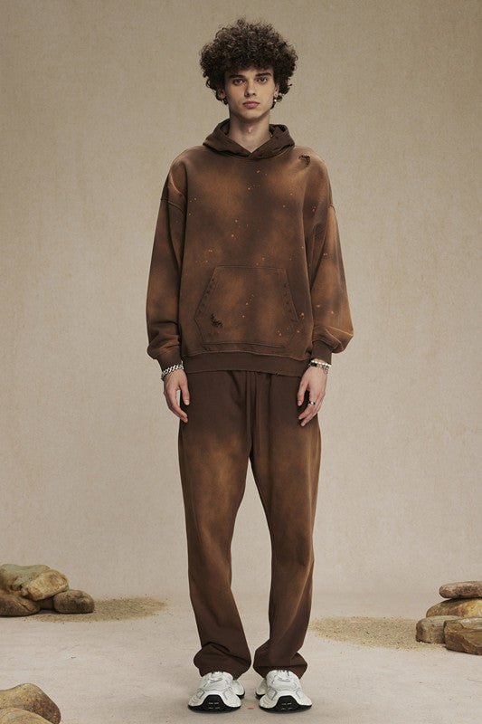 450GSM Distressed Dirty Effect Sun Fade Hoodie