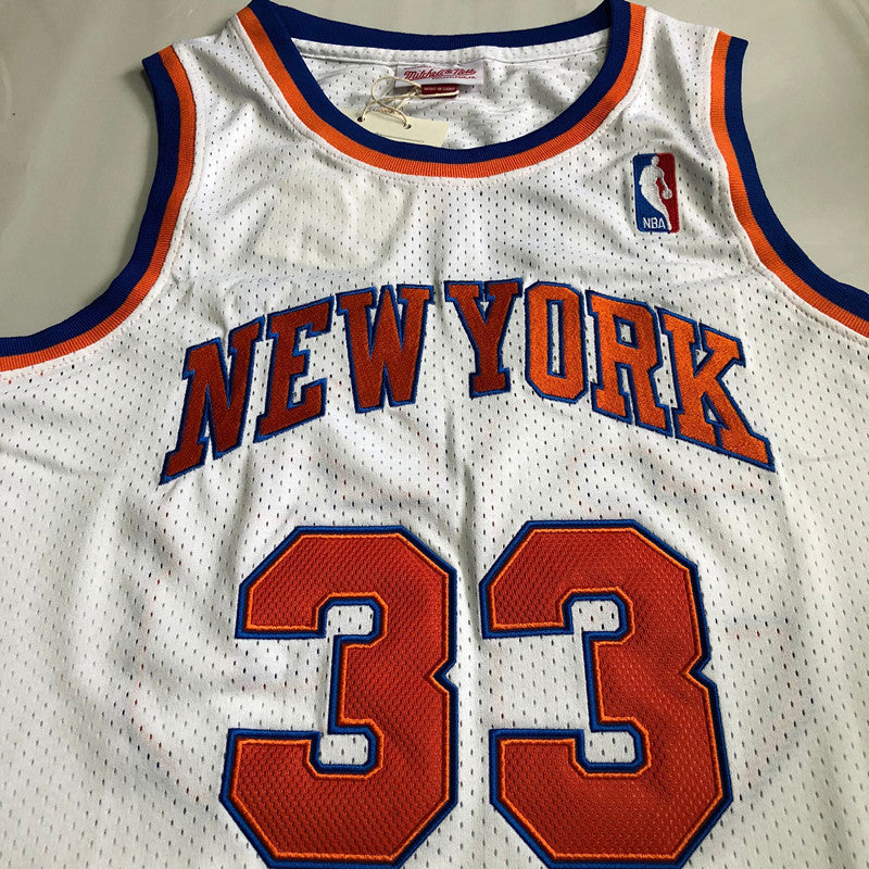 New York Knicks Patrick Ewing #33 white 1985 Throwback Jersey - Dense Embroidery