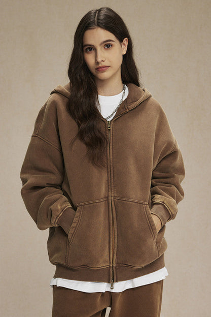 360GSM Washed Fleece Zipper Jacket