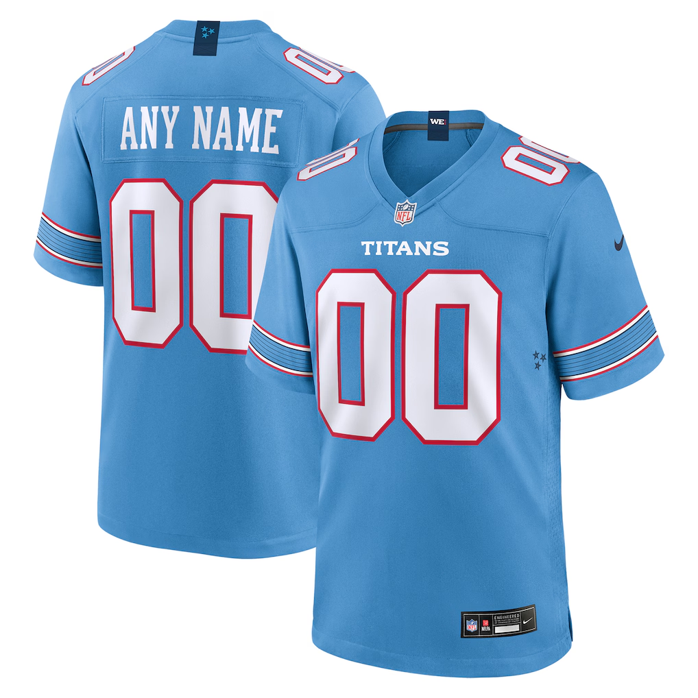 Custom Tennessee Titans Light Blue Game Jersey