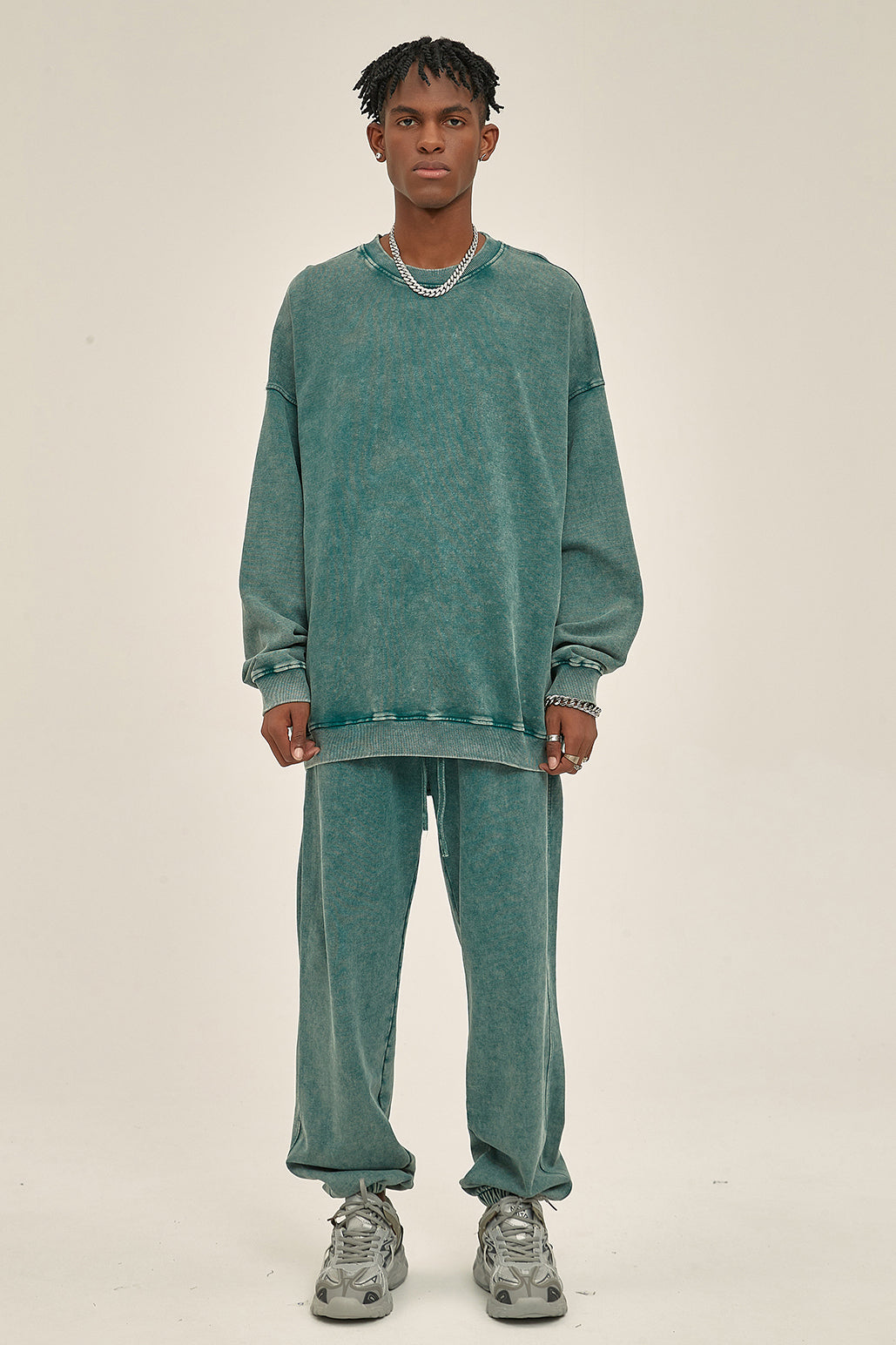 100% Cotton 420GSM High Weight Washed Crew