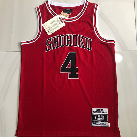 Slam Dunk Shohoku #4 red Throwback Jersey - Dense Embroidery