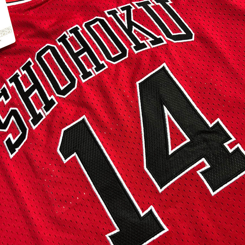Slam Dunk Shohoku #14 red Throwback Jersey - Dense Embroidery
