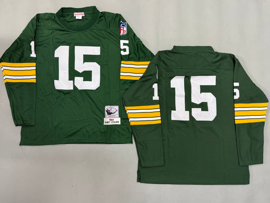 Mens Bart Starr#15 Green Bay Packers Vintage Throwback Jersey