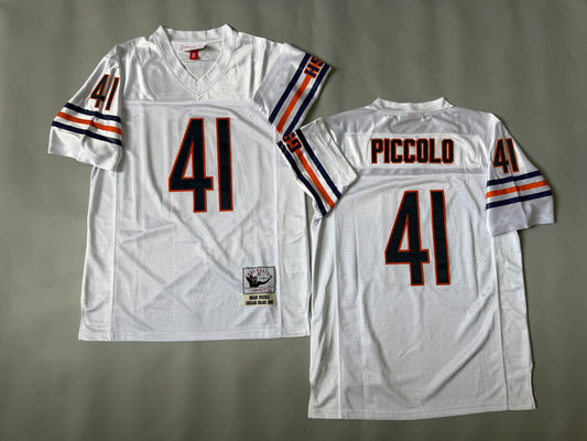 Mens Brian Piccolo #41 Chicago Bears White Vintage Throwback Jersey