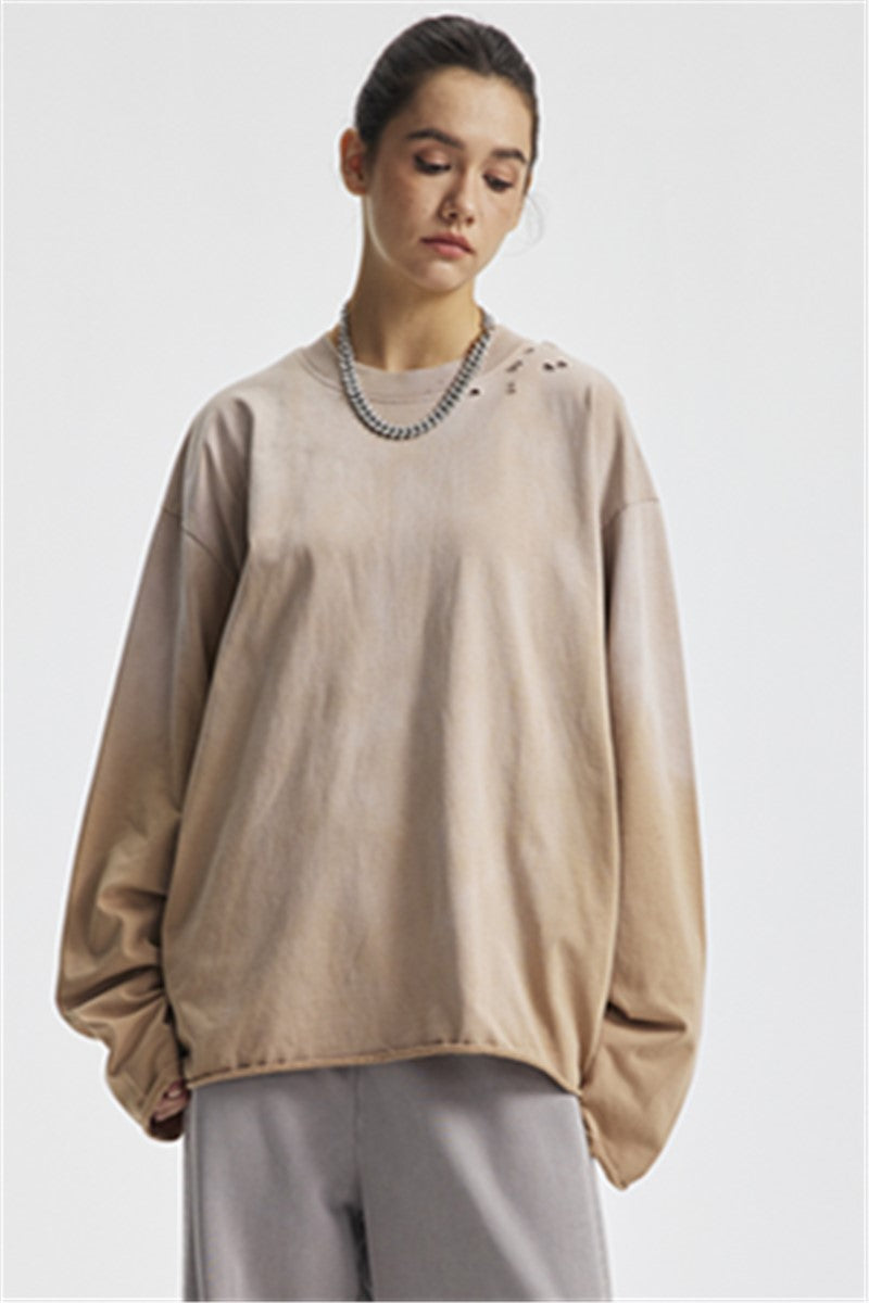 275GSM Distressed Spray Washed Long Sleeve