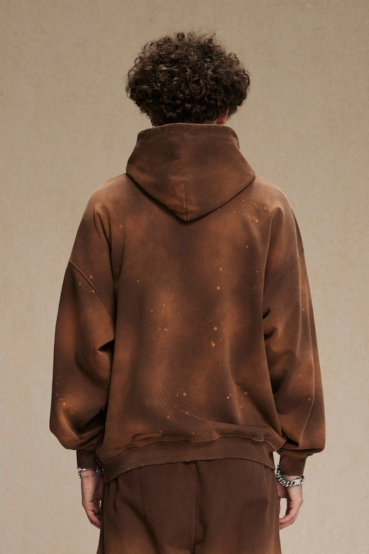 450GSM Distressed Dirty Effect Sun Fade Hoodie