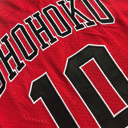 Slam Dunk Shohoku #10 red Throwback Jersey - Dense Embroidery