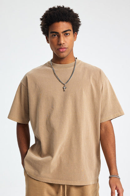 250GSM Distressed Pigment Dyed Washed Tee