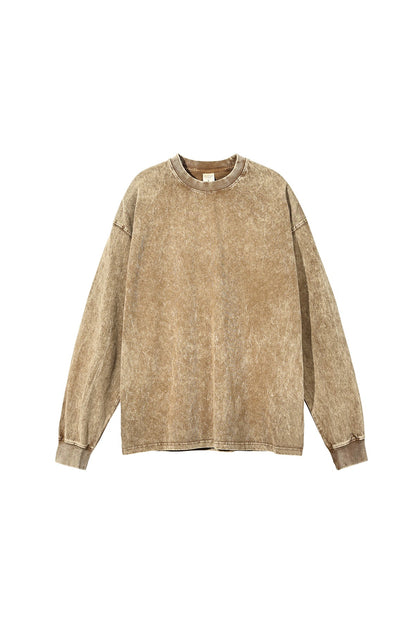 250GSM Vintage Washed Long Sleeve Crew