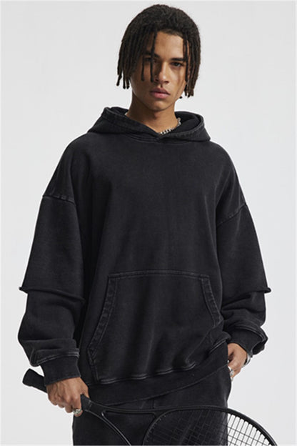 430GSM Fake Double Sleeve Washed Hoodie