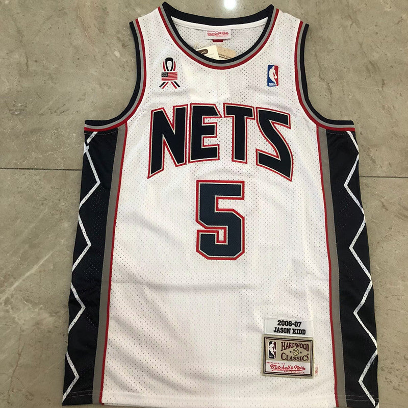 Brooklyn Nets Jason Kidd #5 Throwback Jersey -  Dense Embroidery