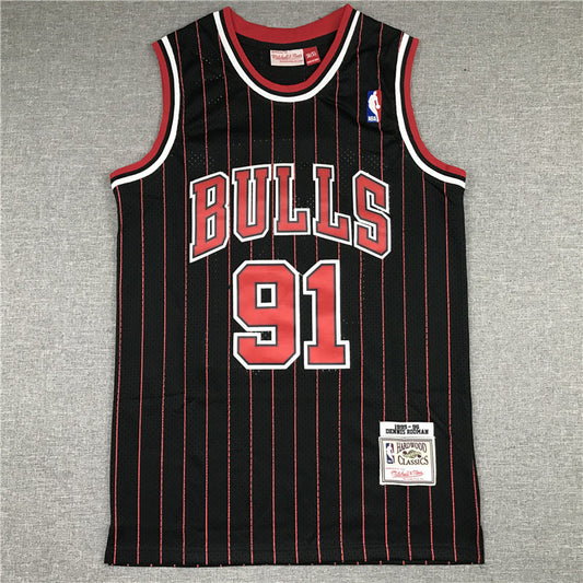 Chicago Bulls Dennis Rodman #91 1995-96 Throwback ― Embroidered