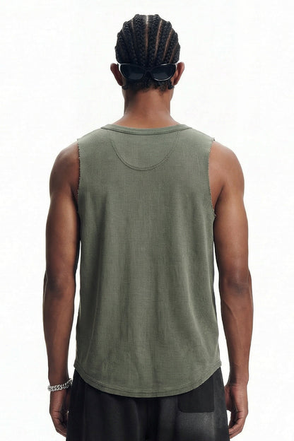 325GSM Washed Distressed Waffle Tee