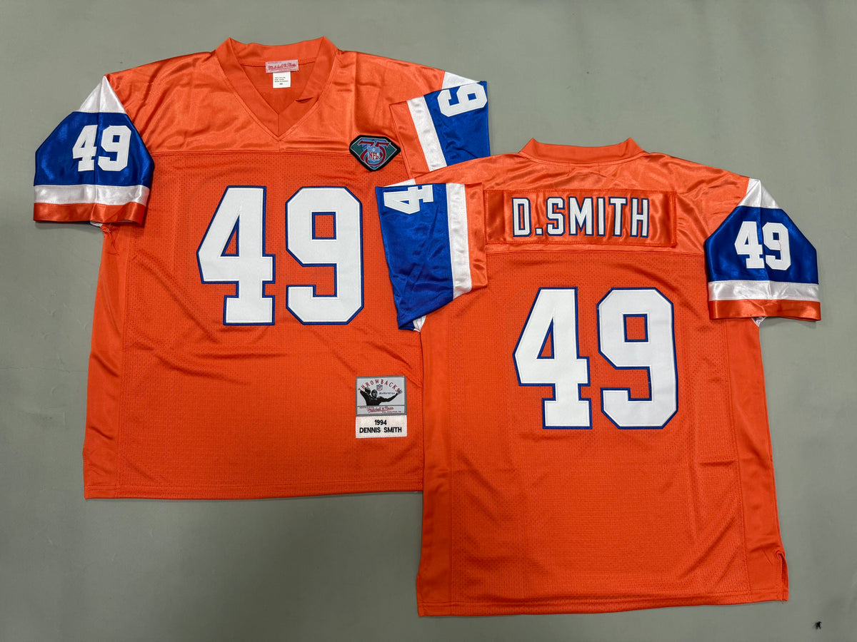 Mens Dennis Smith#49 Denver Broncos Vintage Throwback Jersey