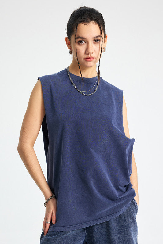 275GSM Distressed Washed Muscle Tee