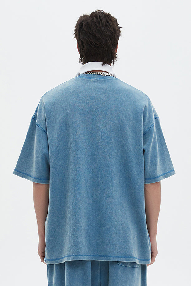 400GSM Double Stitch Washed Tee