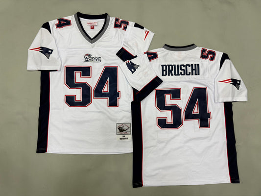 Mens Tedy Bruschi#54 white New England Patriots Vintage Throwback Jersey