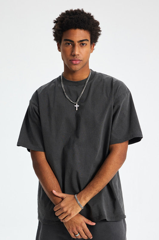 250GSM Distressed Pigment Dyed Washed Tee