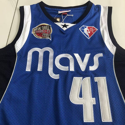 Dallas Mavericks Dirk Nowitzki #41 Throwback Jersey -  Dense Embroidery