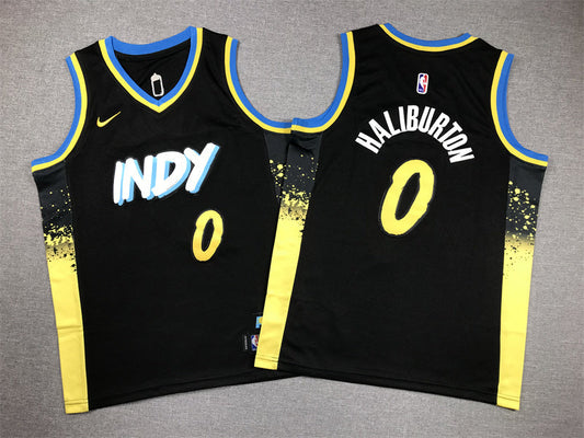 Youth Tyrese Haliburton Indiana Pacers #0 City Edition Embroidered  Jersey