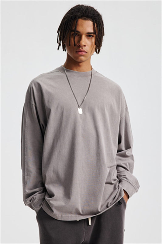 285GSM Contrast Long Sleeve Pigment Dyed Tee