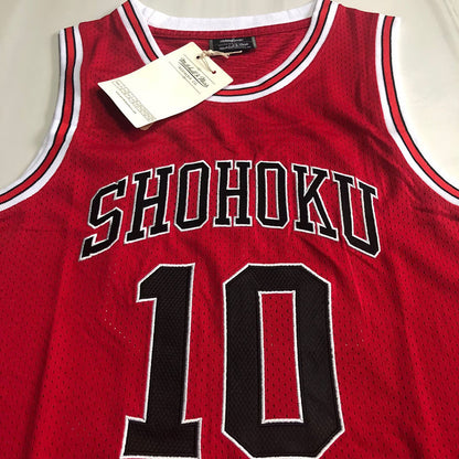 Slam Dunk Shohoku #10 red Throwback Jersey - Dense Embroidery