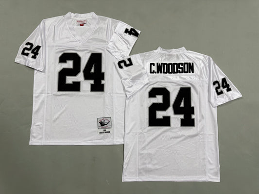 Mens Charles Woodson#24 white Los Angeles Raiders Vintage Throwback Jersey