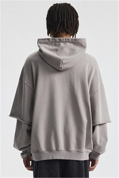 430GSM Fake Double Sleeve Washed Hoodie