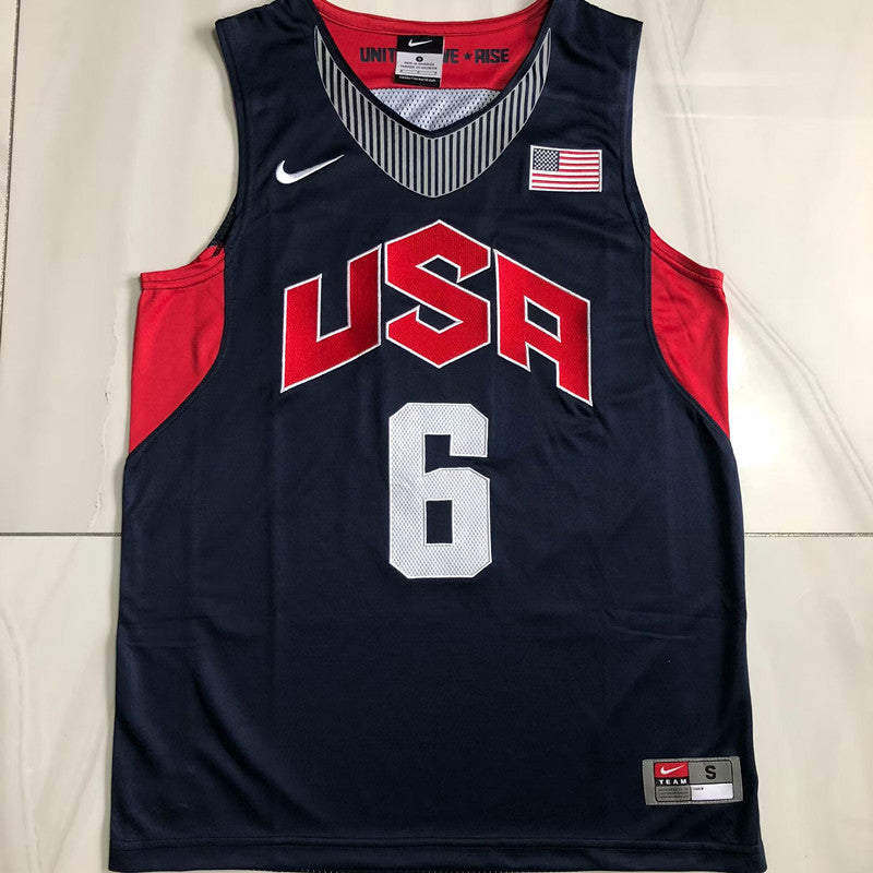 Dream Team 10 LeBron James #6 blue Throwback Jersey - Dense Embroidery