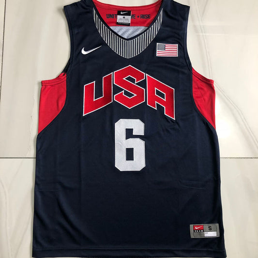 Dream Team 10 LeBron James #6 blue Throwback Jersey - Dense Embroidery