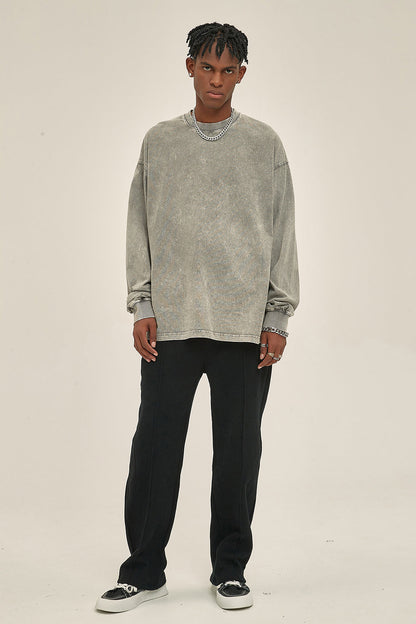 250GSM Vintage Washed Long Sleeve Crew