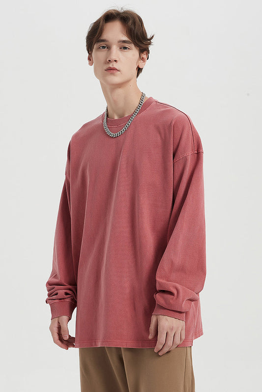 310GSM Pigment Dyed Washed Long Sleeve Crew
