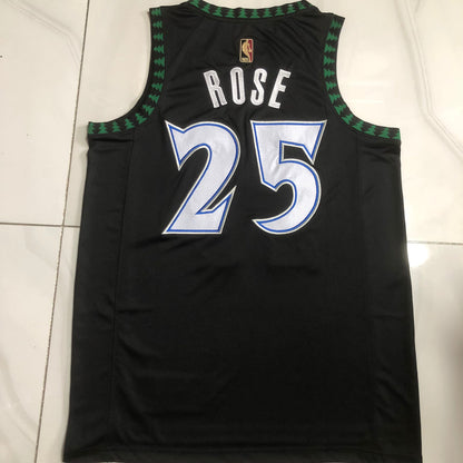 Minnesota Timberwolves Derrick Rose #25 black Throwback Jersey - Dense Embroidery