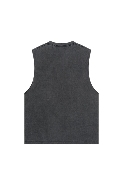 275GSM Distressed Washed Muscle Tee
