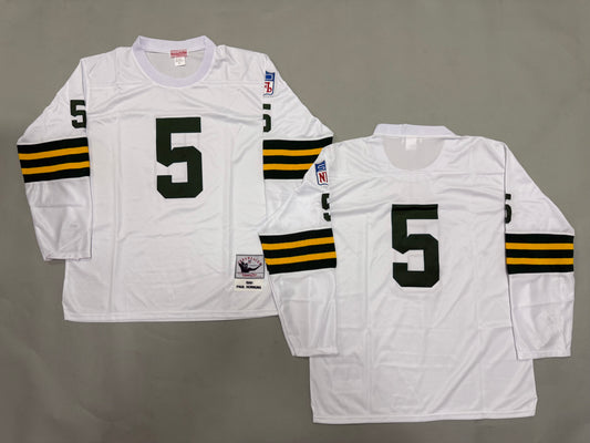 Mens Paul Hornung#5 white Green Bay Packers Vintage Throwback Jersey