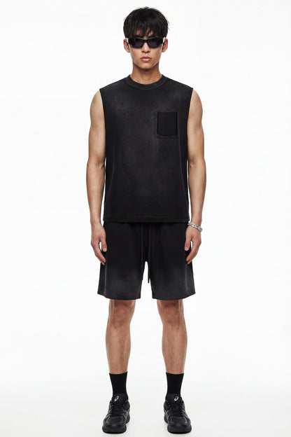 325GSM Sun Fade Waffle Material Muscle Tee