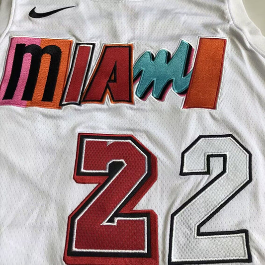 Miami Heat Jimmy Butler #22 white City Throwback Jersey - Dense Embroidery