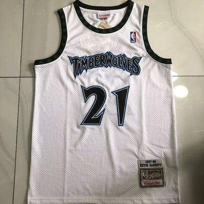 Minnesota Timberwolves Kevin Garnett #21 Throwback Jersey - Dense Embroidery