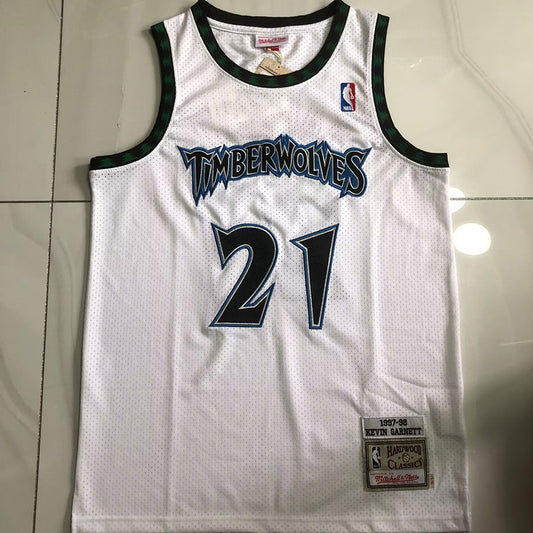 Minnesota Timberwolves Kevin Garnett #21 Throwback Jersey - Dense Embroidery