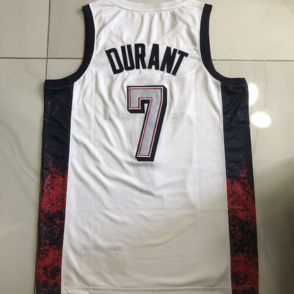 2024 USA Basketball Team Kevin Wayne Durant #7 white Throwback Jersey -  Dense Embroidery