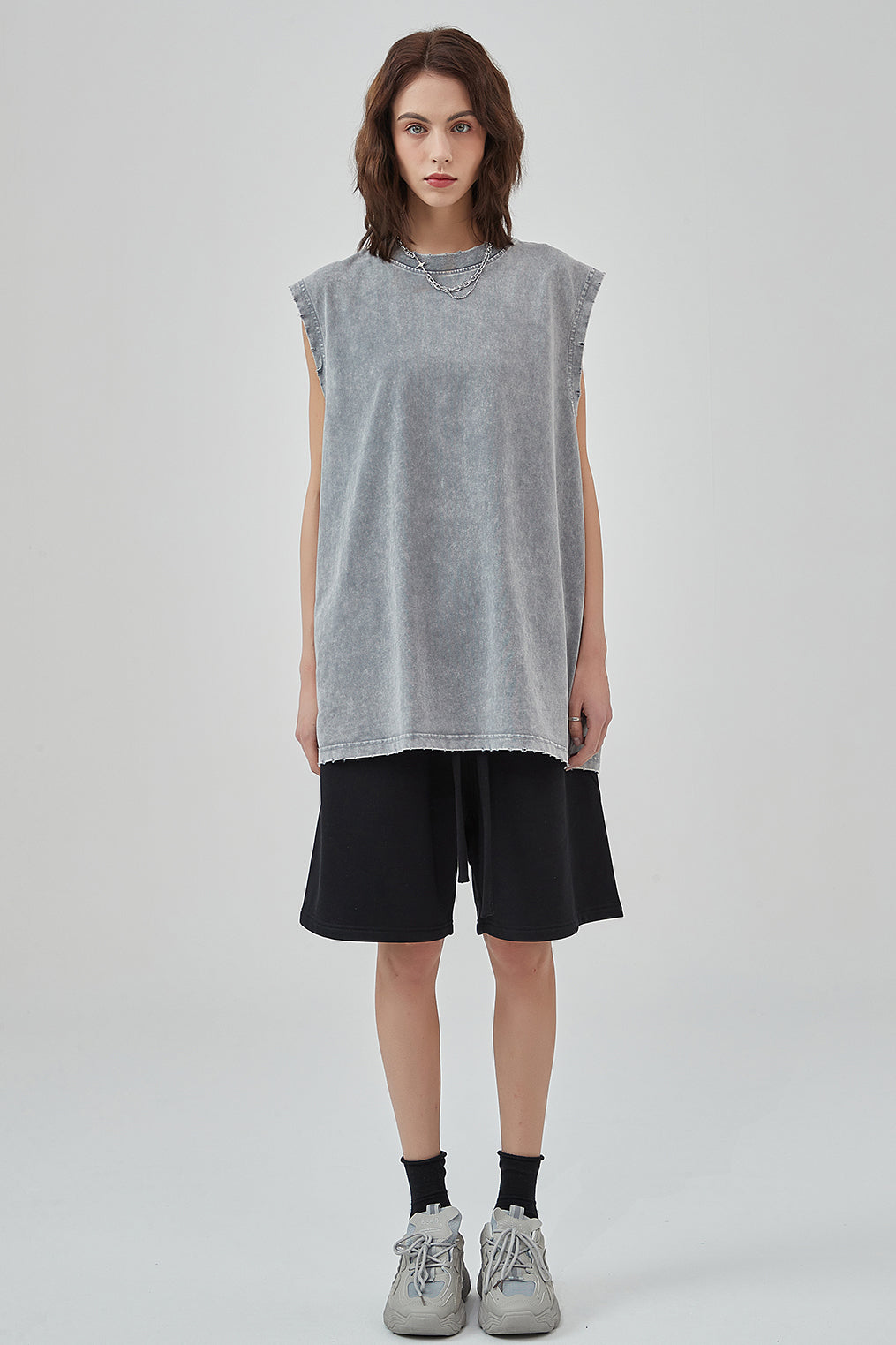 275GSM Distressed Washed Muscle Tee