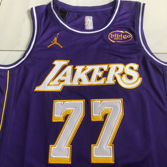 Los Angeles Lakers Luka Dončić #77 Purple Throwback Jersey - Dense Embroidery