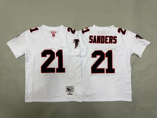 Youth Deion Sanders#21 white Atlanta Falcons Vintage Throwback Jersey